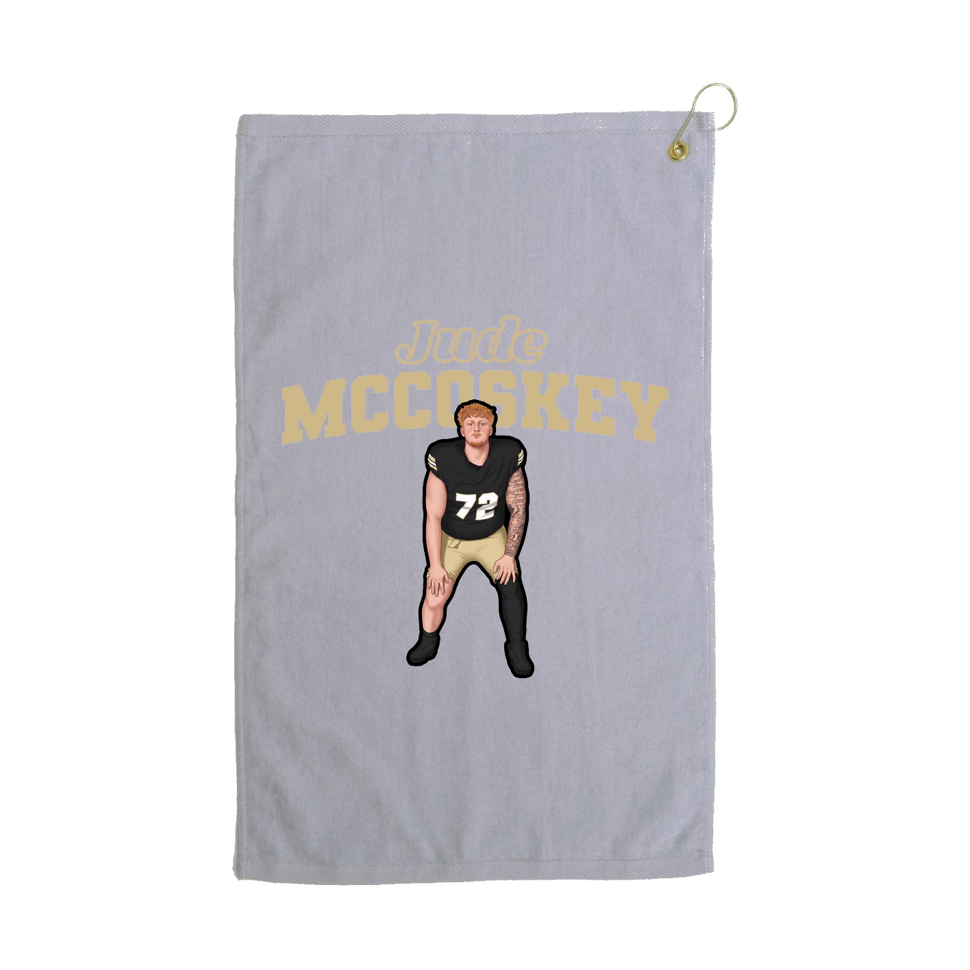 Golf Towel — Name Arch in Grey