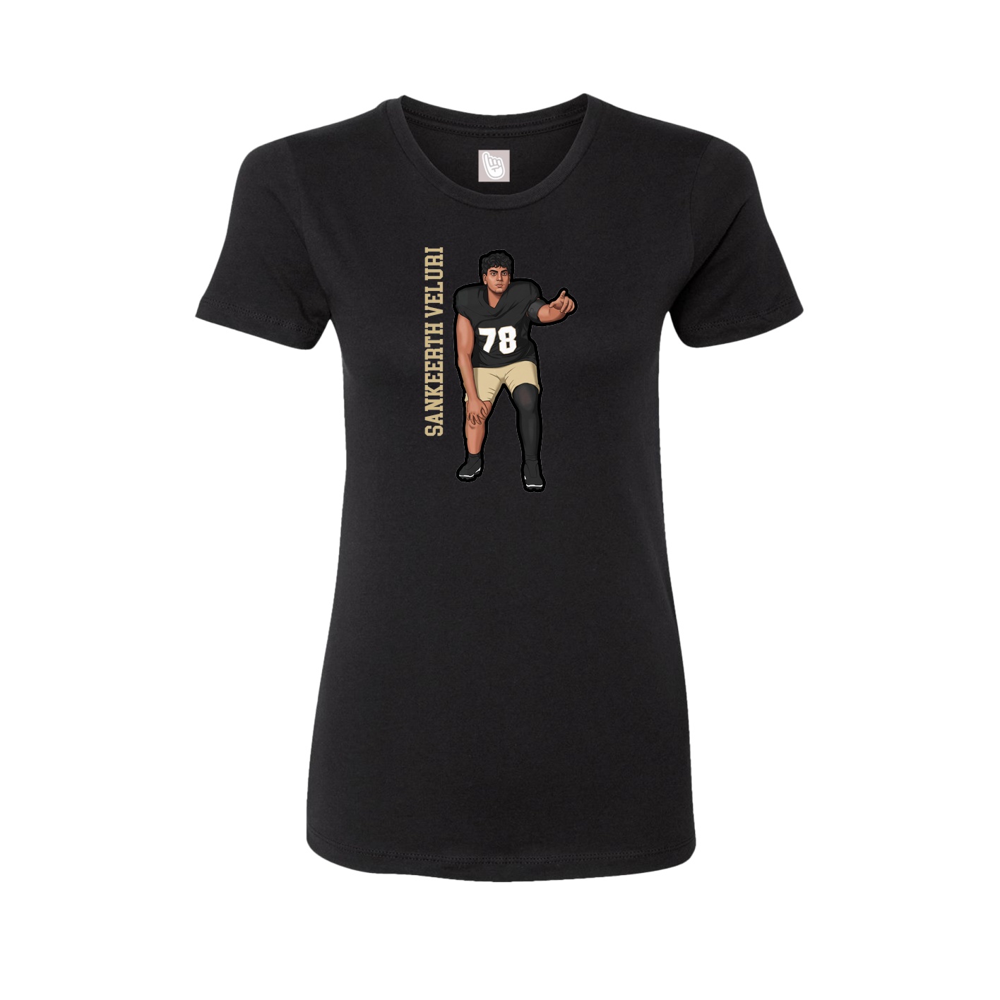 Fitted Women's Tee — Name Vertical in Black