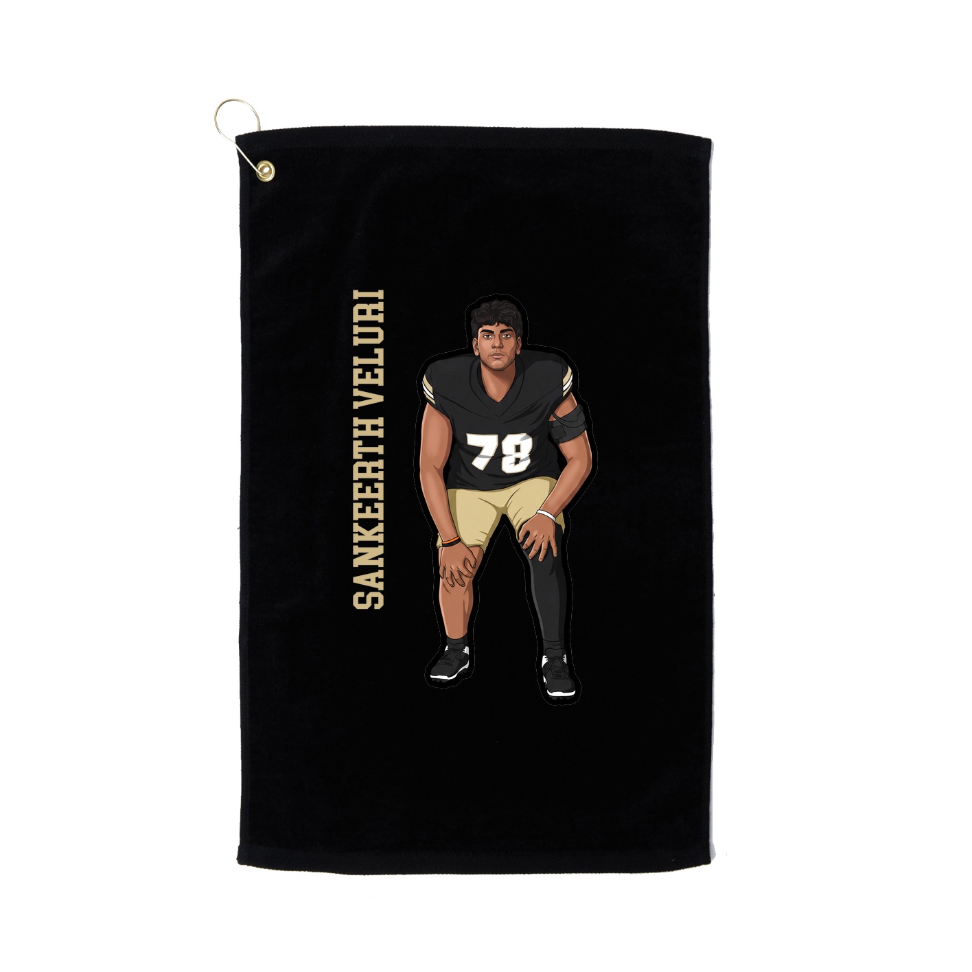 Golf Towel — Name Vertical in Black