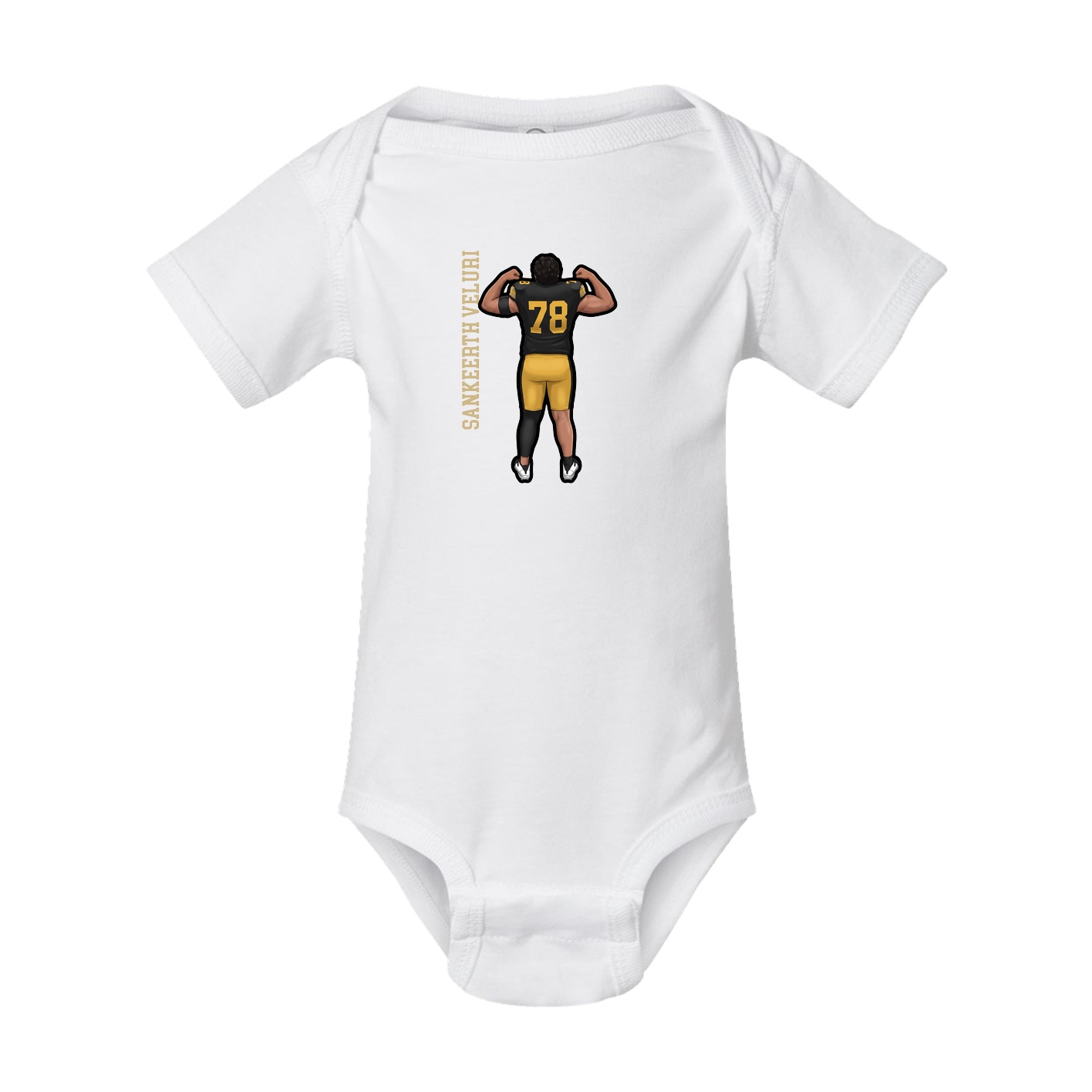 Baby Onesie — Name Vertical in White