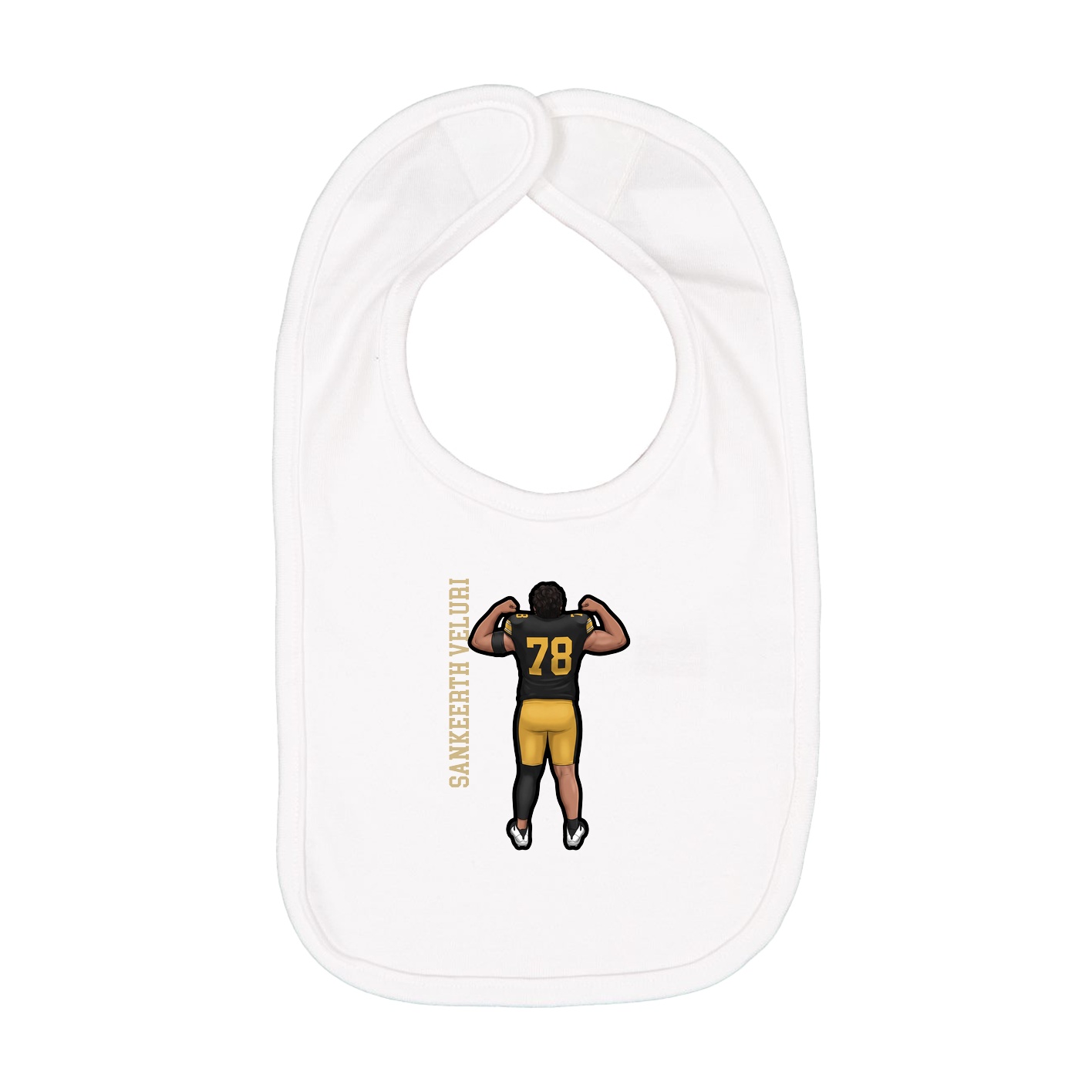 Infant Bib — Name Vertical in White