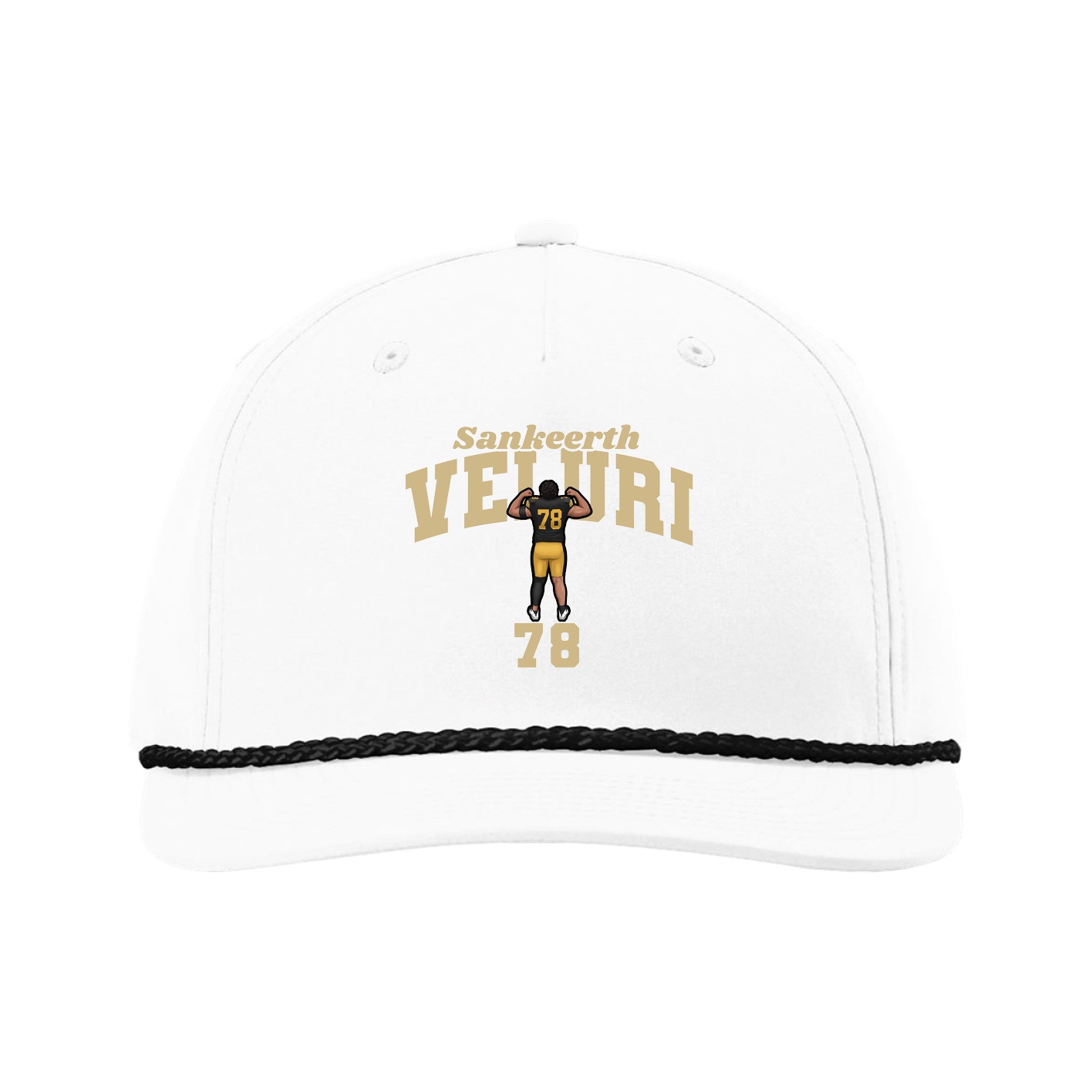Five-Panel Classic Rope Cap — Signature Arch in White