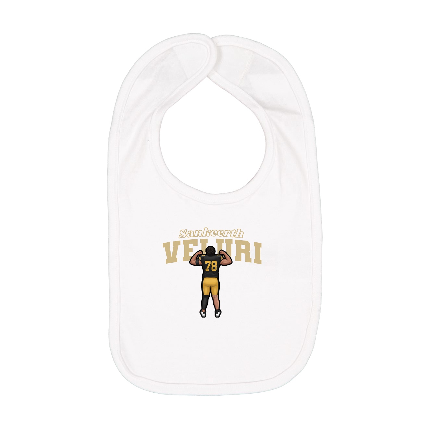 Infant Bib — Name Arch in White