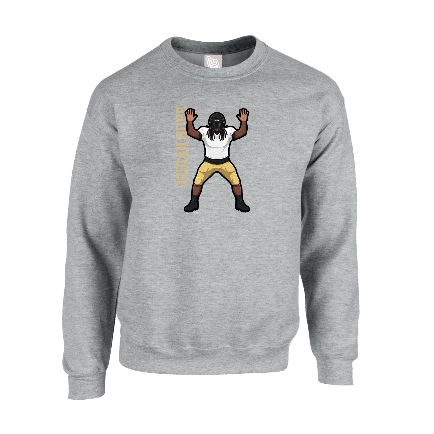 Fleece Crew — Name Vertical in Grey