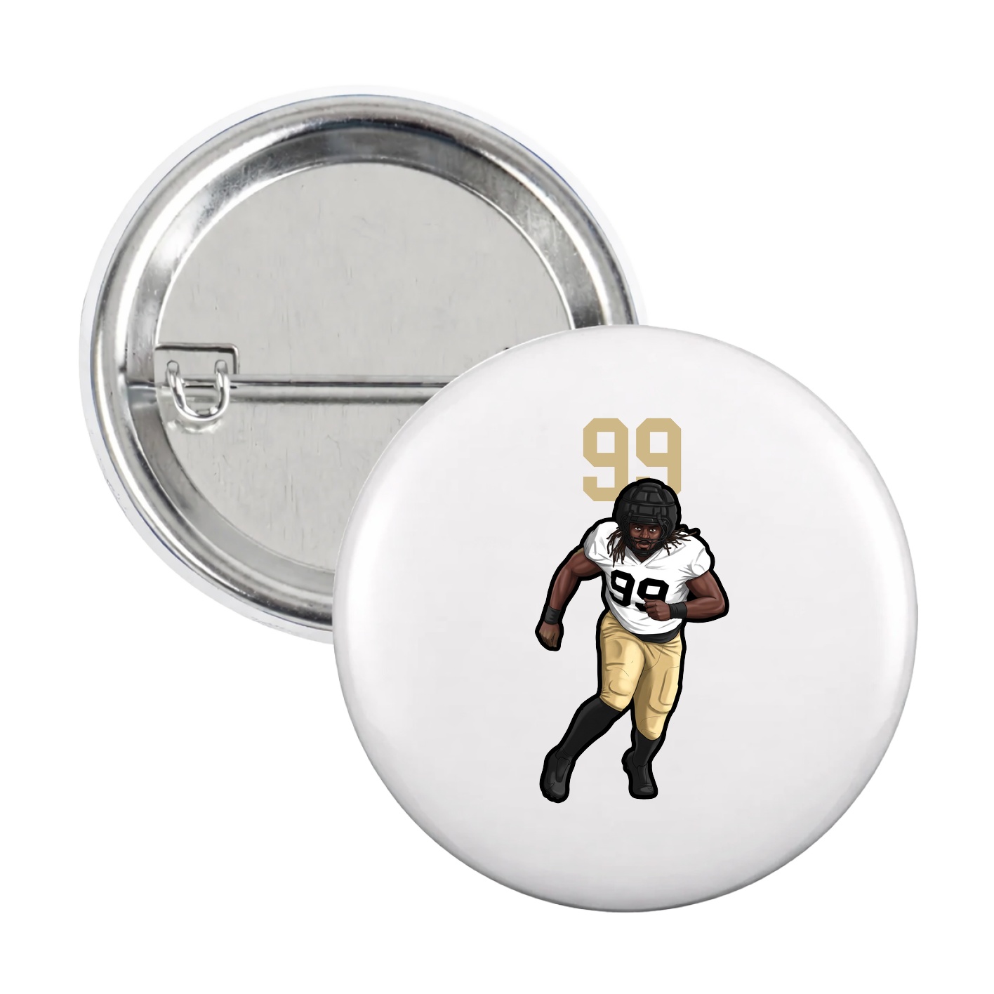 Game Day Button — Number Top in White