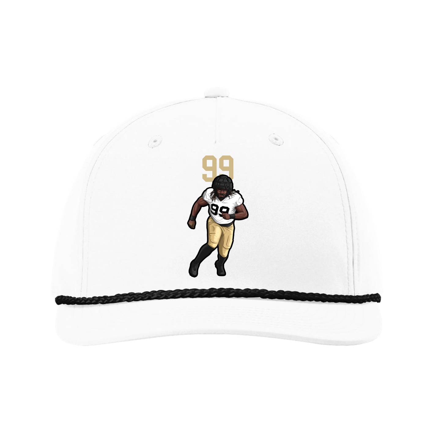 Five-Panel Classic Rope Cap — Number Top in White