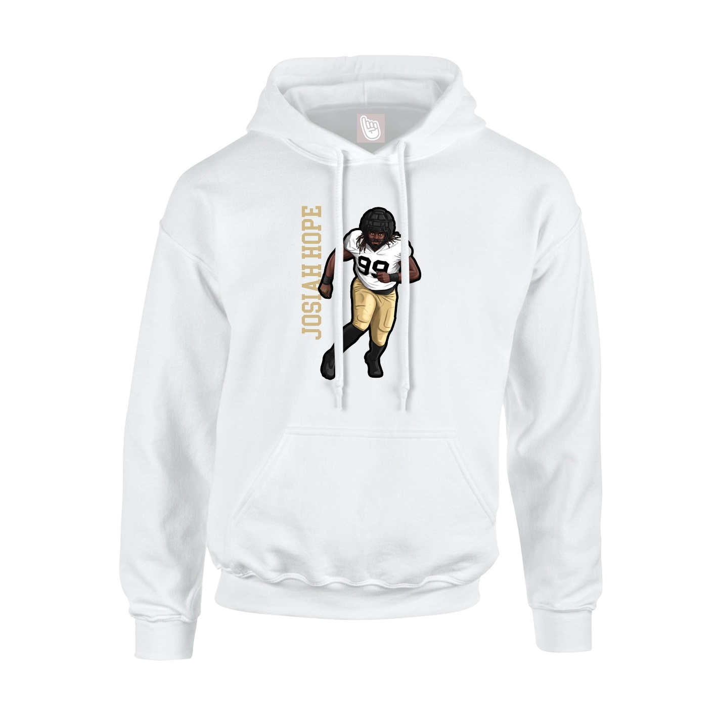 Youth Hoodie — Name Vertical in White