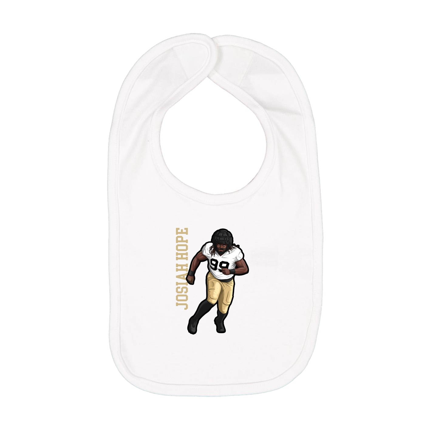 Infant Bib — Name Vertical in White