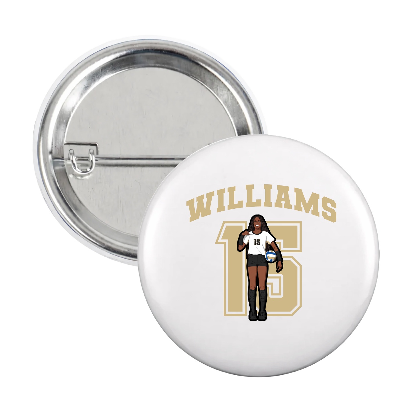Game Day Button — Number in White