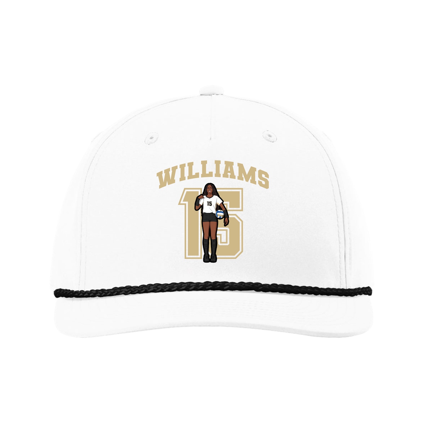 Five-Panel Classic Rope Cap — Number in White