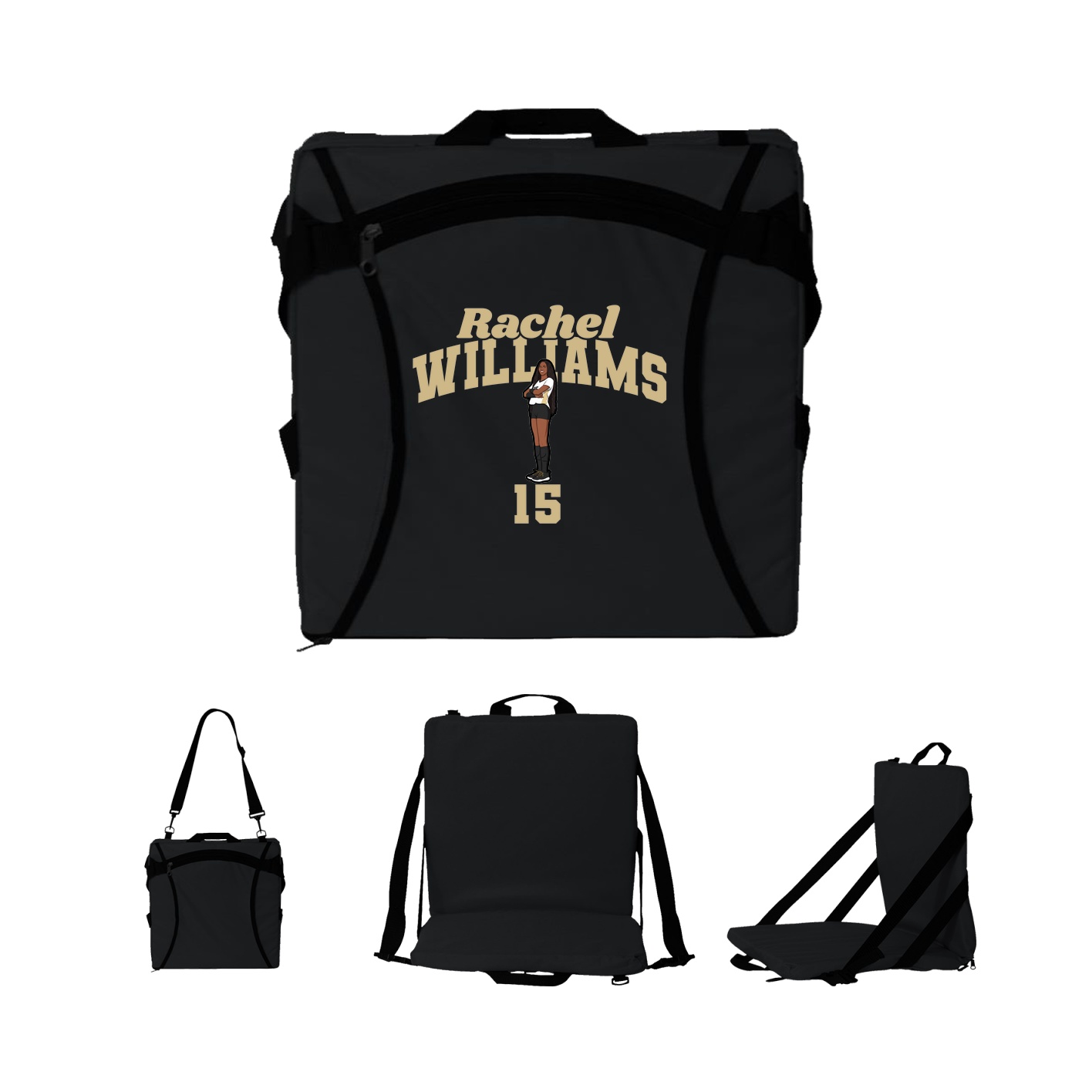 Folding Stadium Seat — Signature Arch in Black