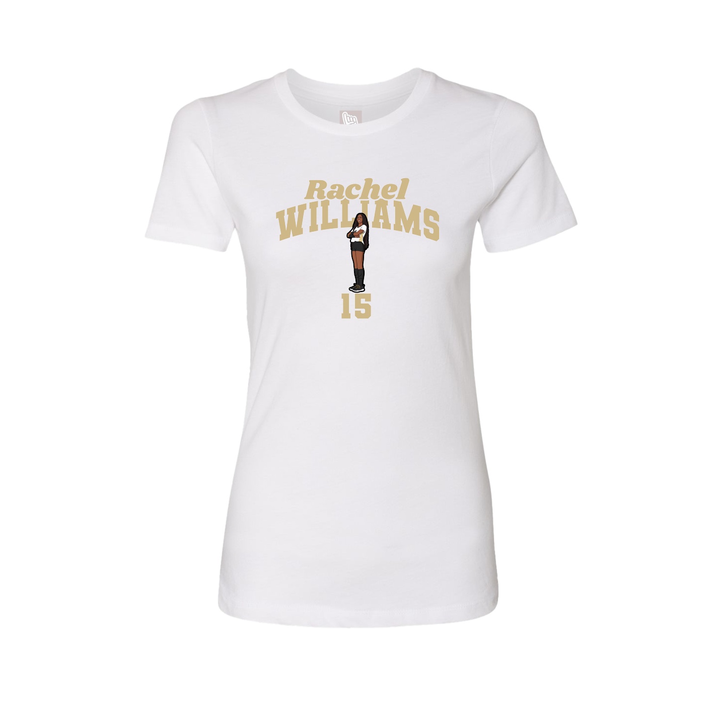 Fitted Women's Tee — Signature Arch in White