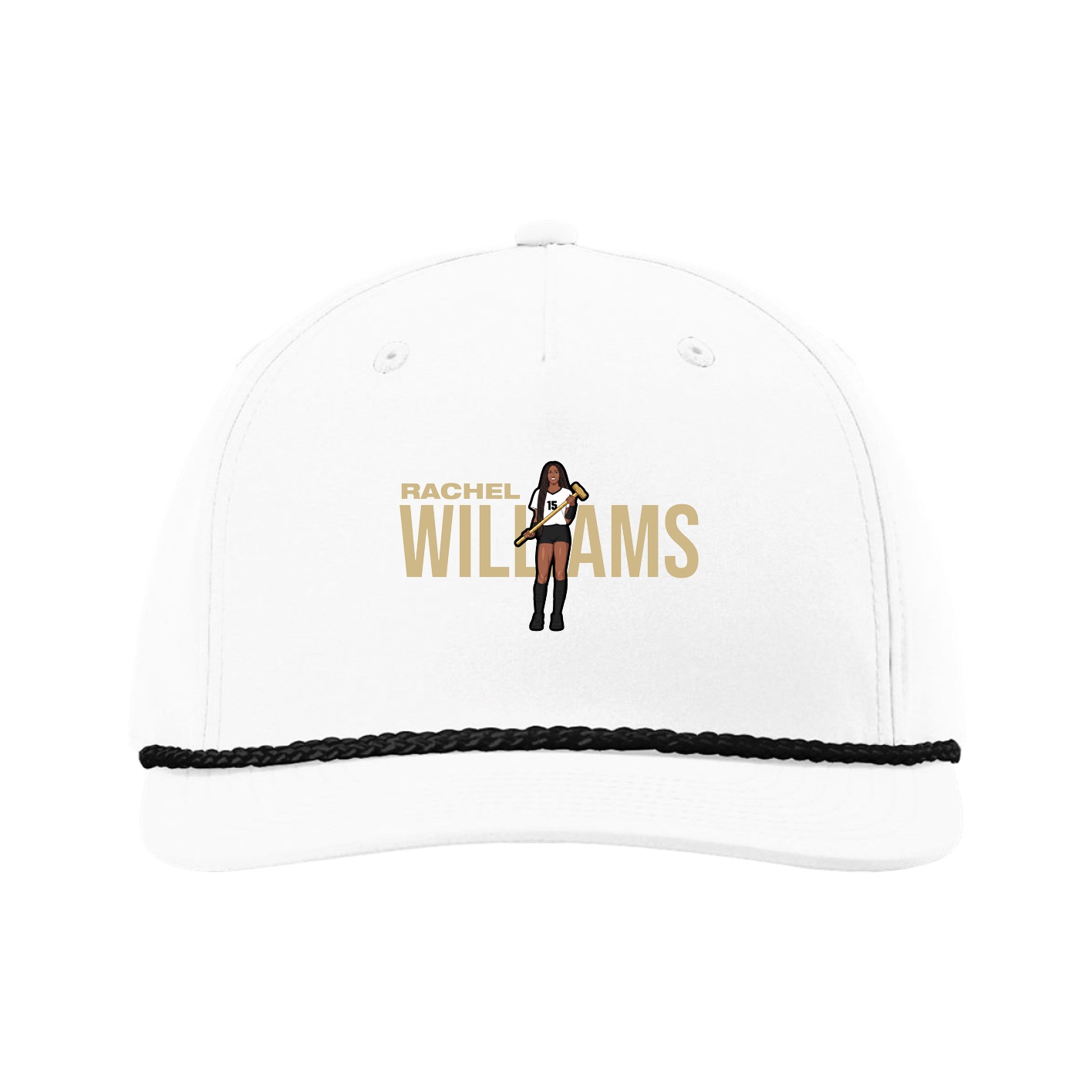 Five-Panel Classic Rope Cap — Player Name in White