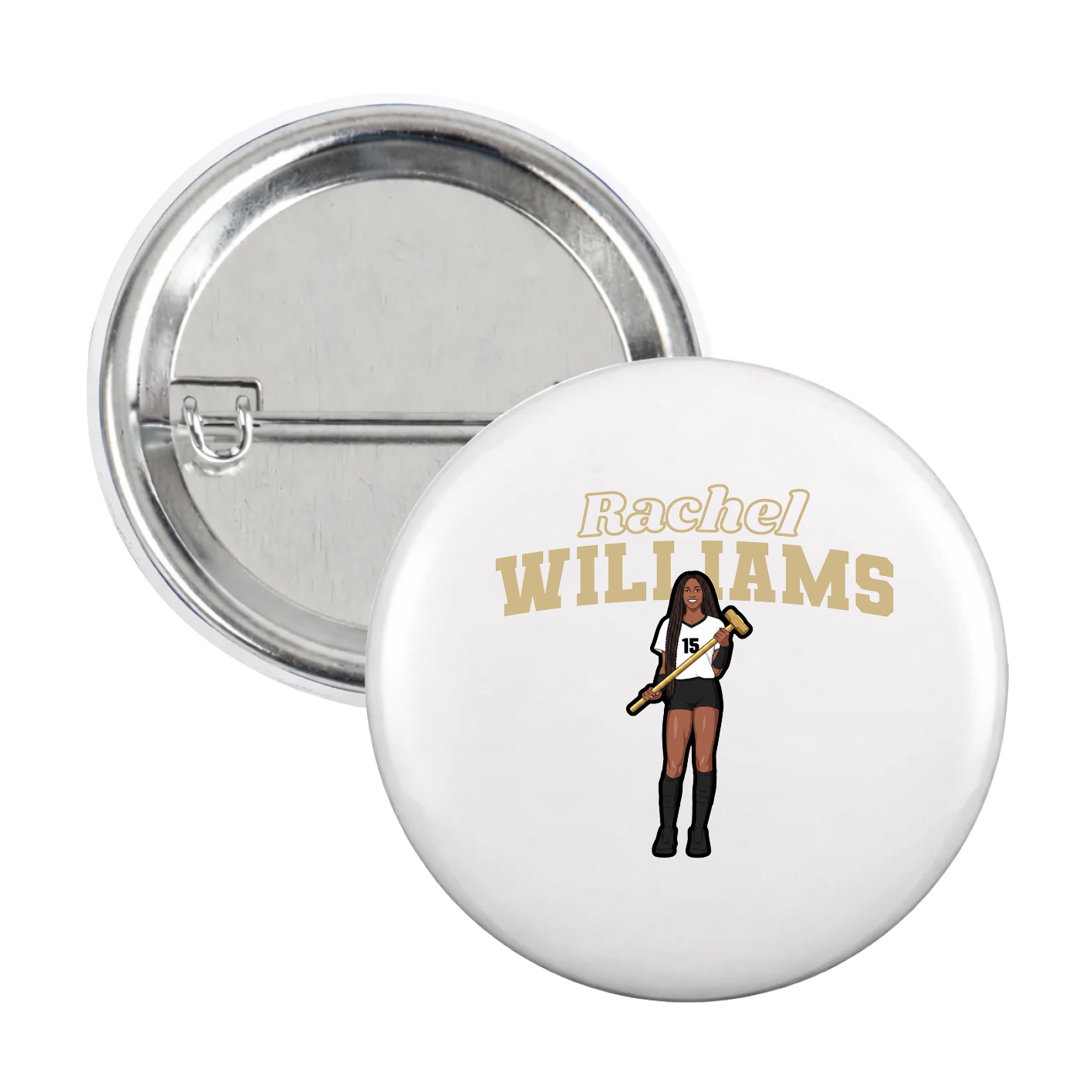 Game Day Button — Name Arch in White