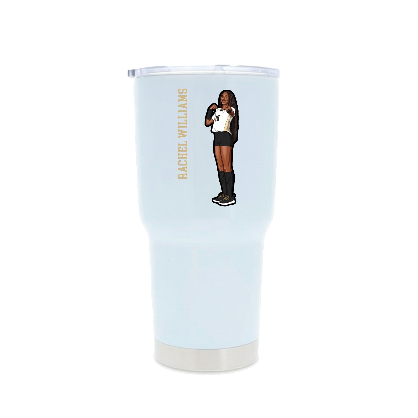 30oz Stainless Steel Tumbler — Name Vertical in White