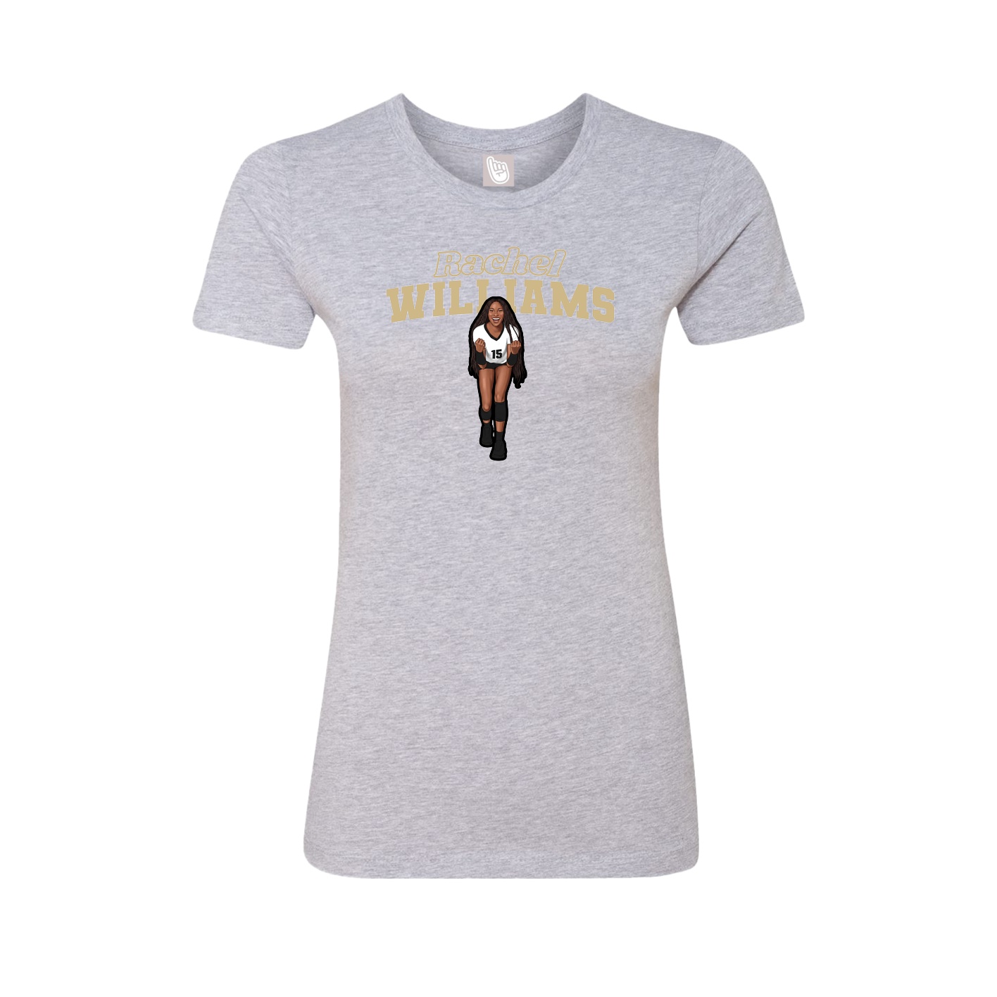Fitted Women's Tee — Name Arch in Grey