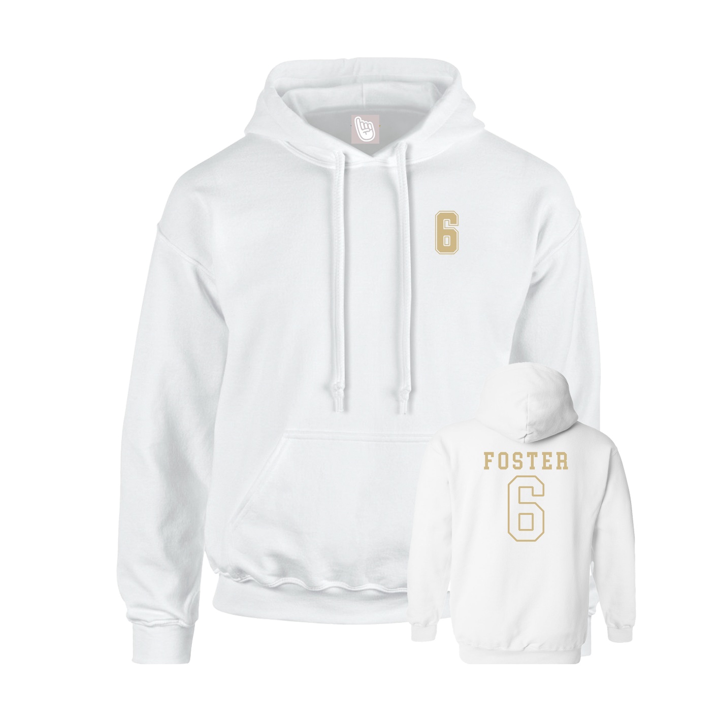 Youth Hoodie — Chest Back in White
