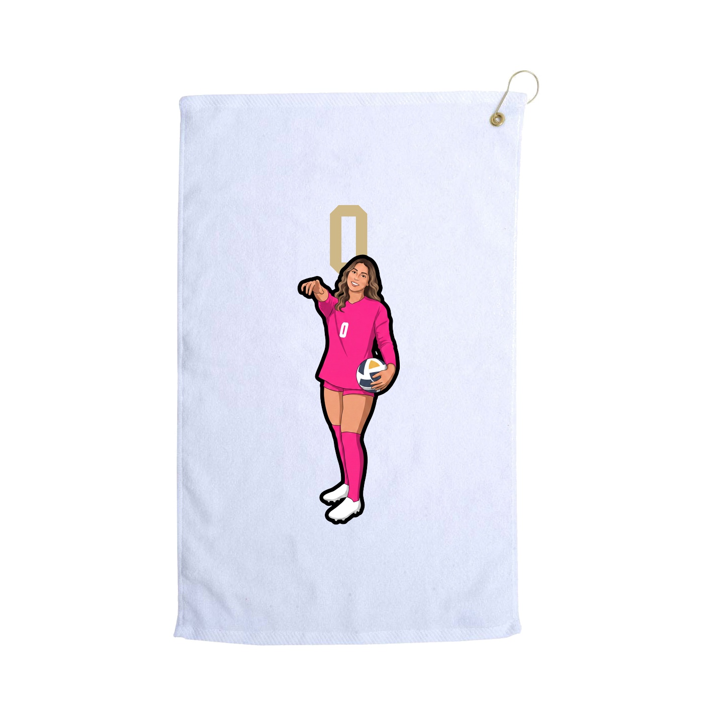 Golf Towel — Number Top in White