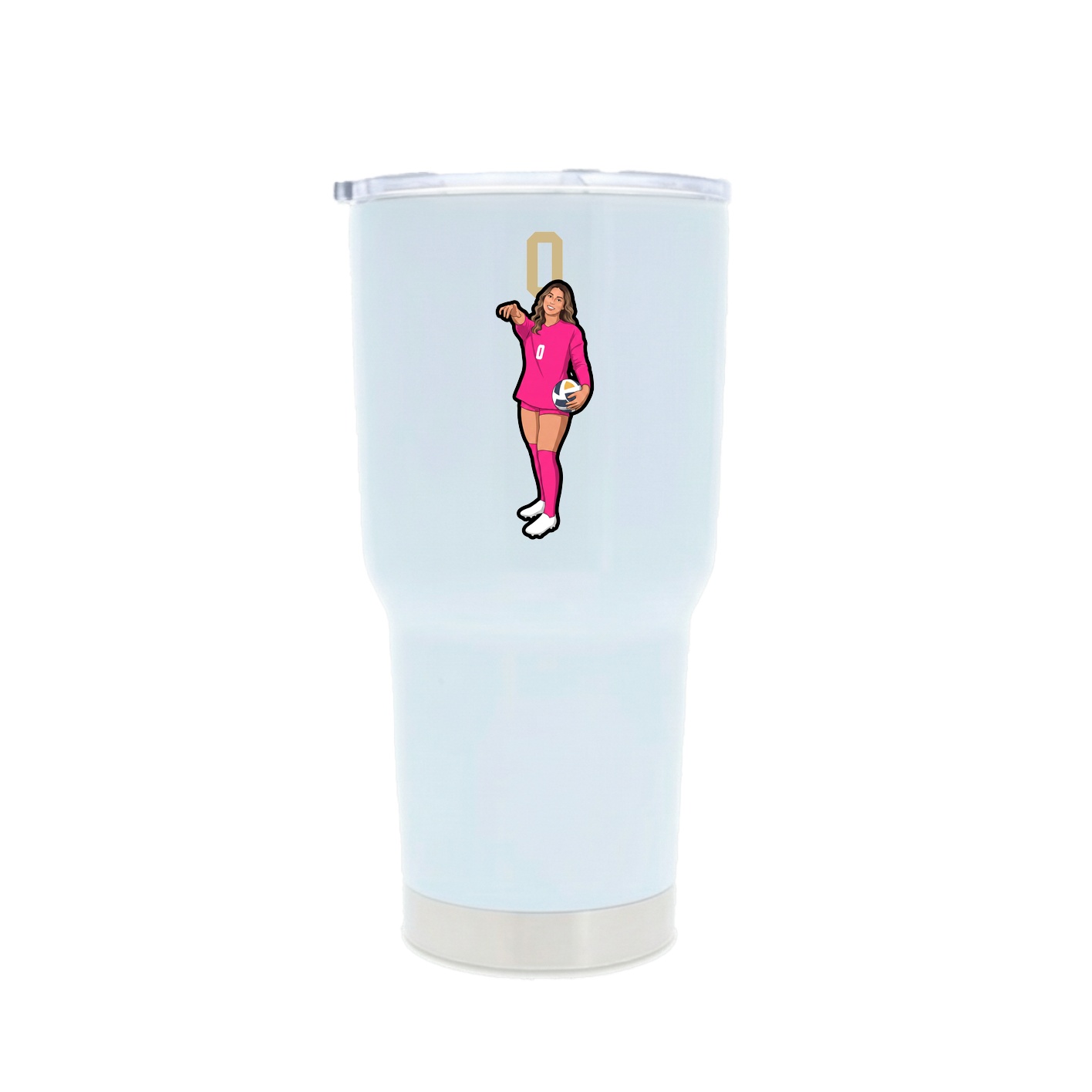 30oz Stainless Steel Tumbler — Number Top in White