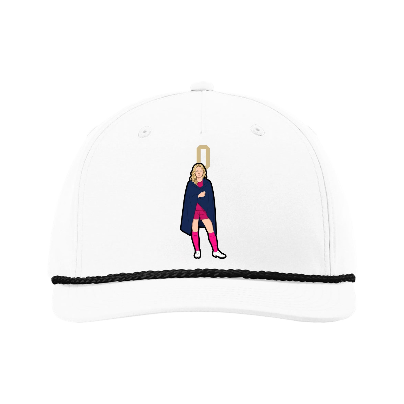 Five-Panel Classic Rope Cap — Number Top in White