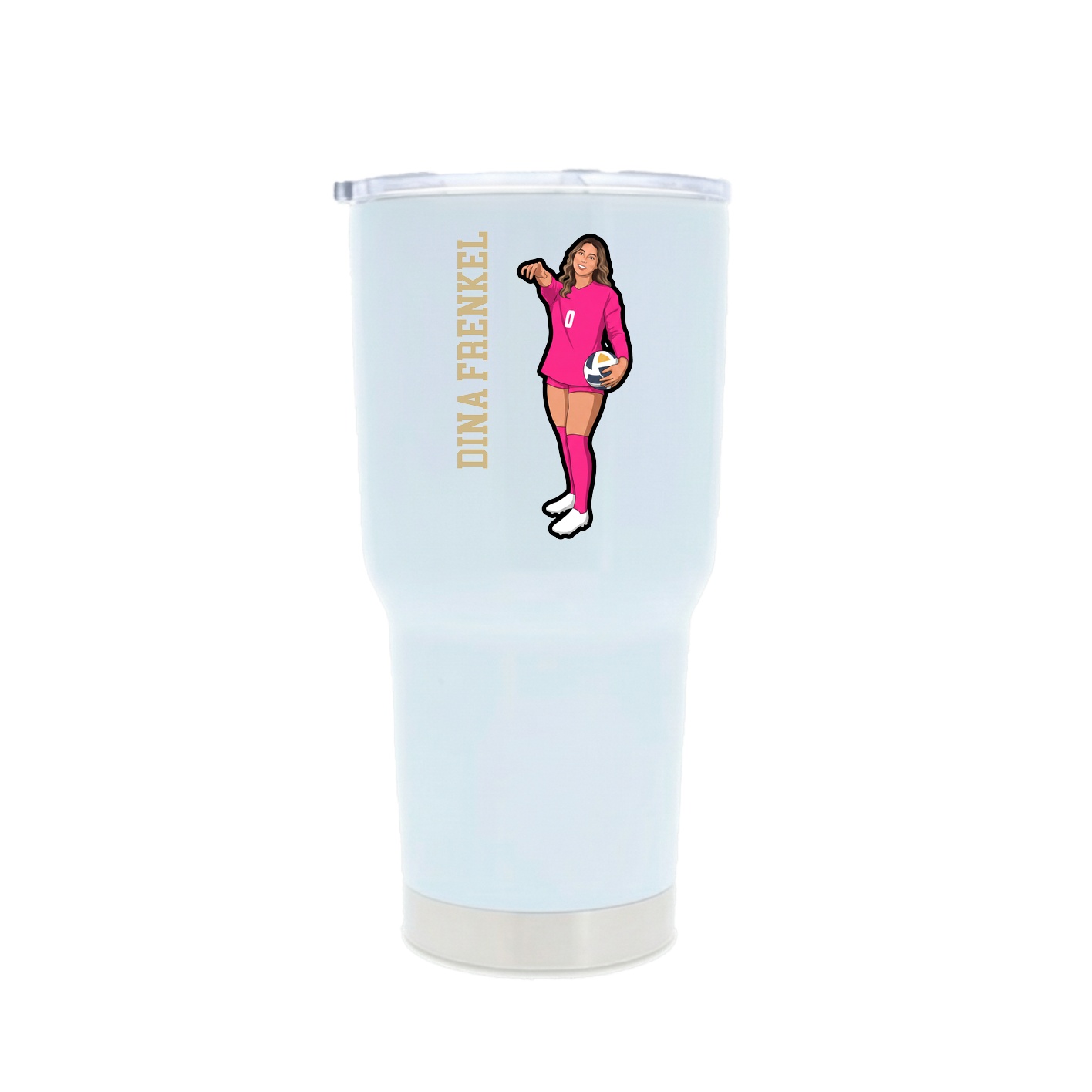30oz Stainless Steel Tumbler — Name Vertical in White