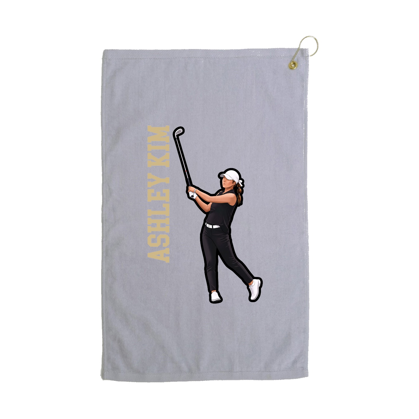 Golf Towel — Name Vertical in Grey