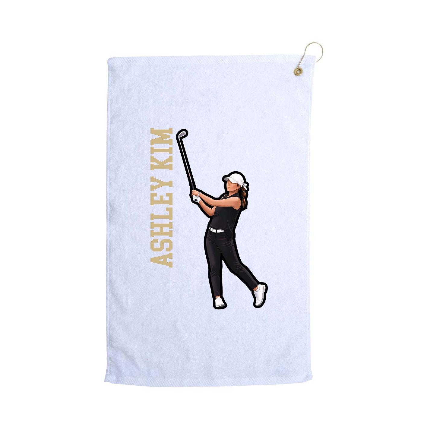 Golf Towel — Name Vertical in White