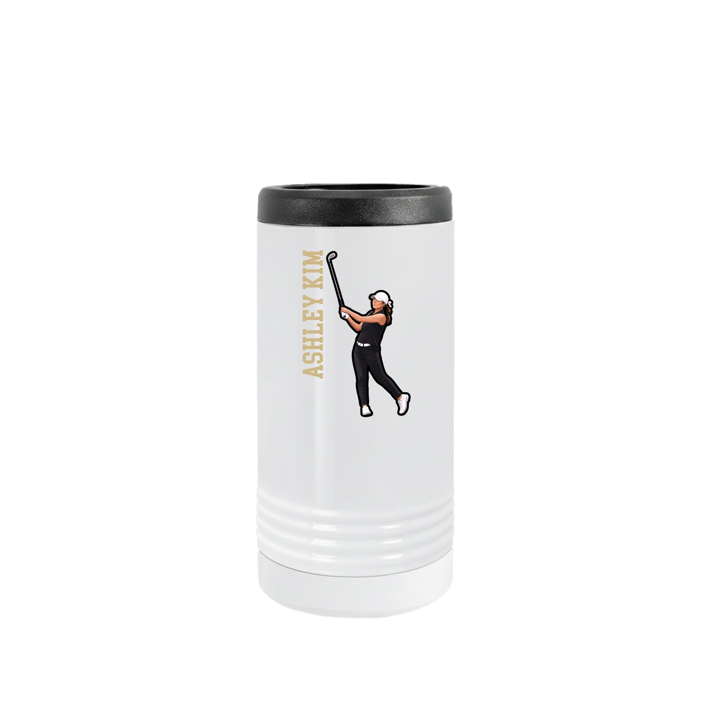 Slim Beverage Holder — Name Vertical in White