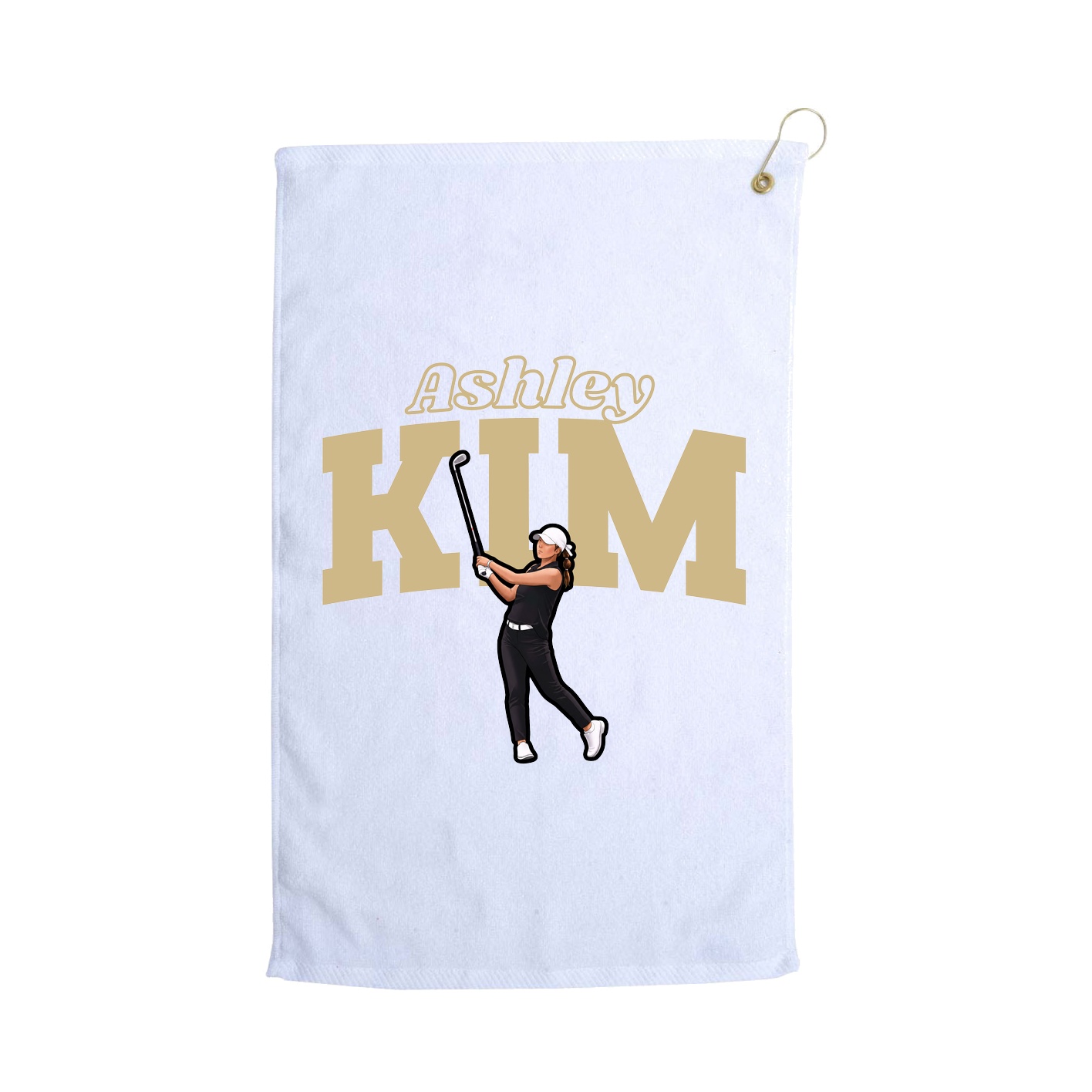 Golf Towel — Name Arch in White
