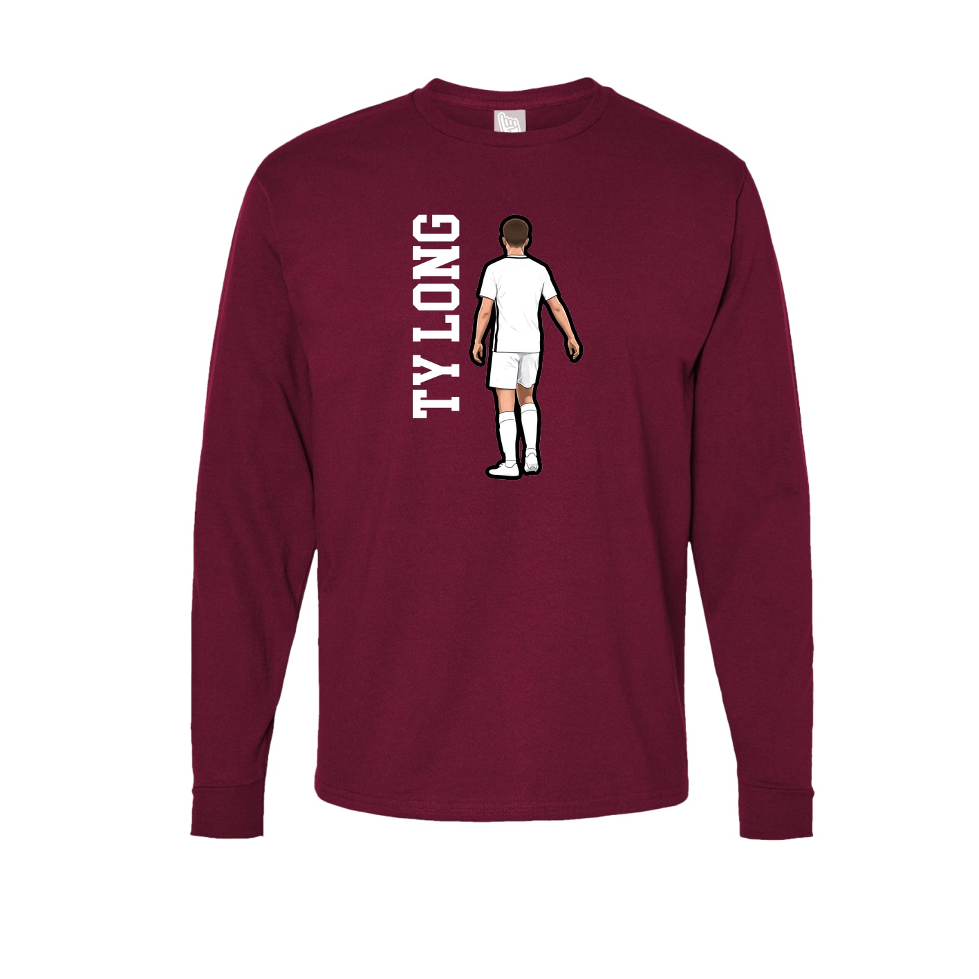 Long Sleeve Tee — Name Vertical in Cardinal