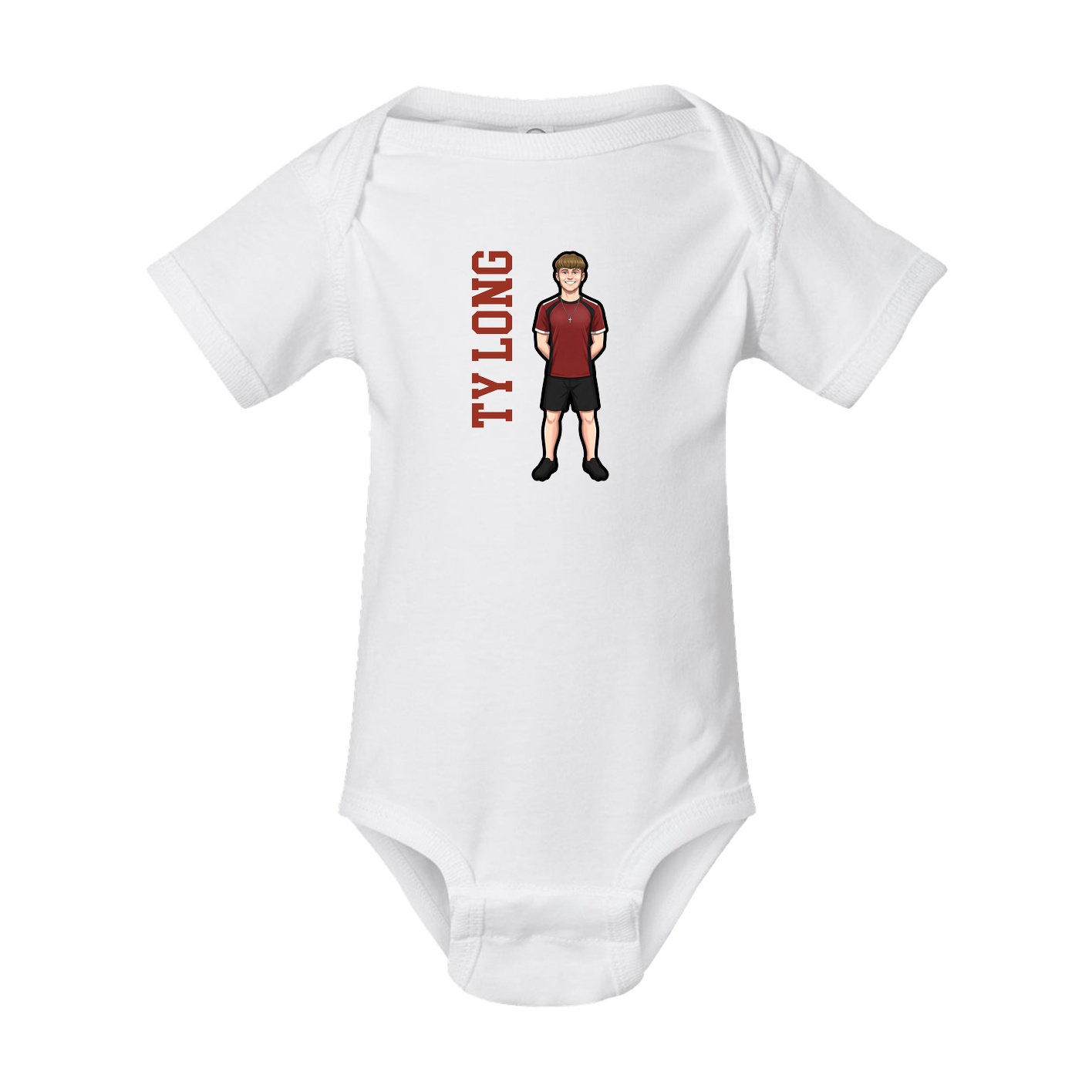 Baby Onesie — Name Vertical in White