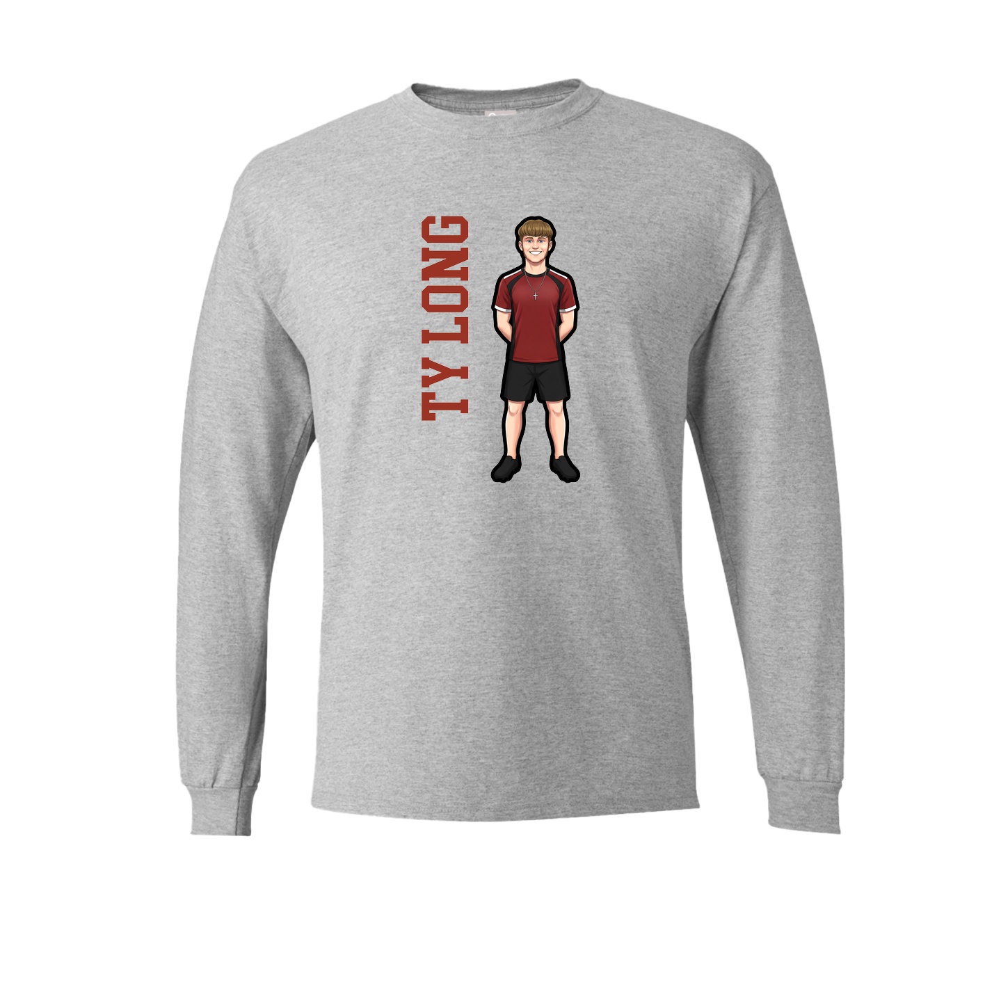 Long Sleeve Tee — Name Vertical in Grey