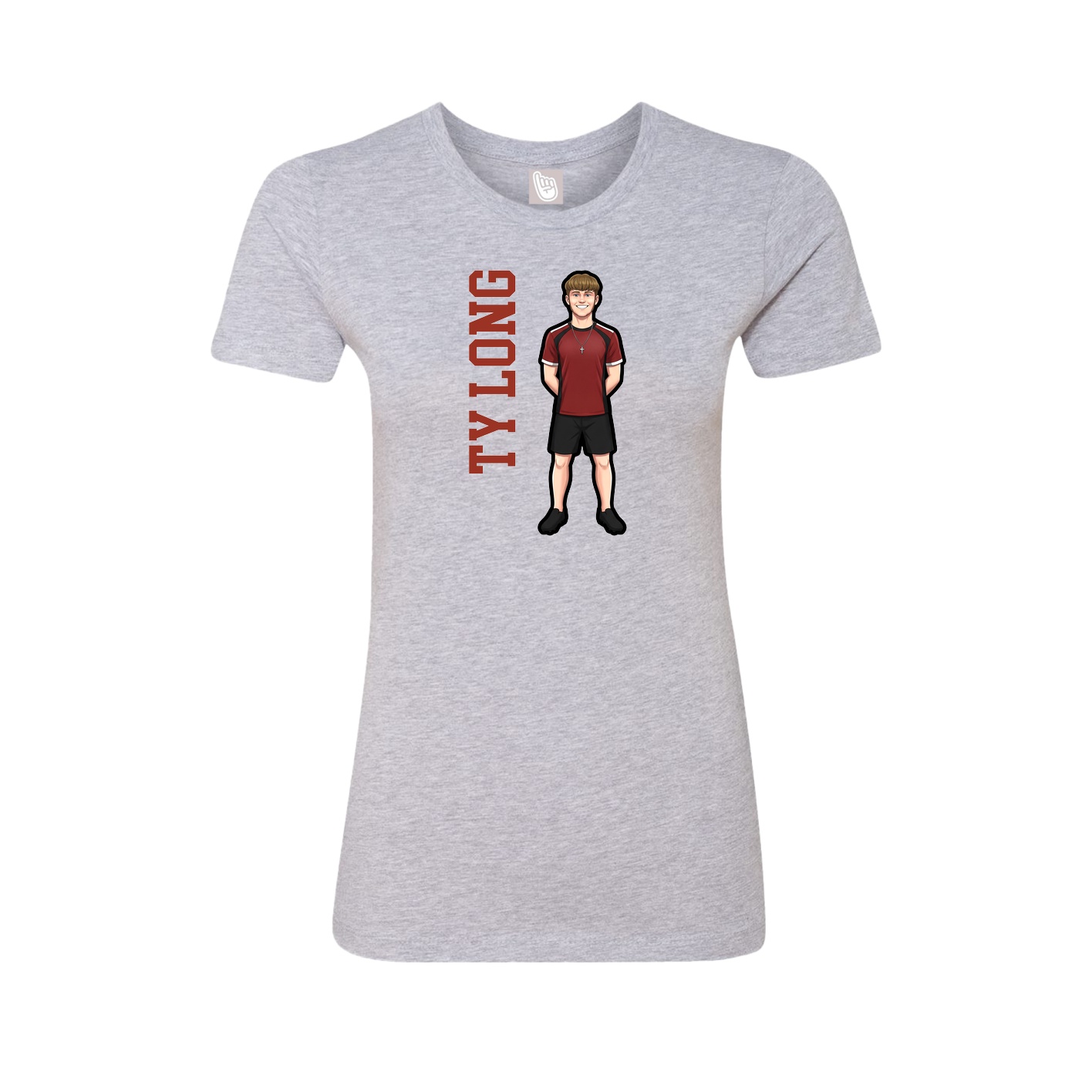Fitted Women's Tee — Name Vertical in Grey