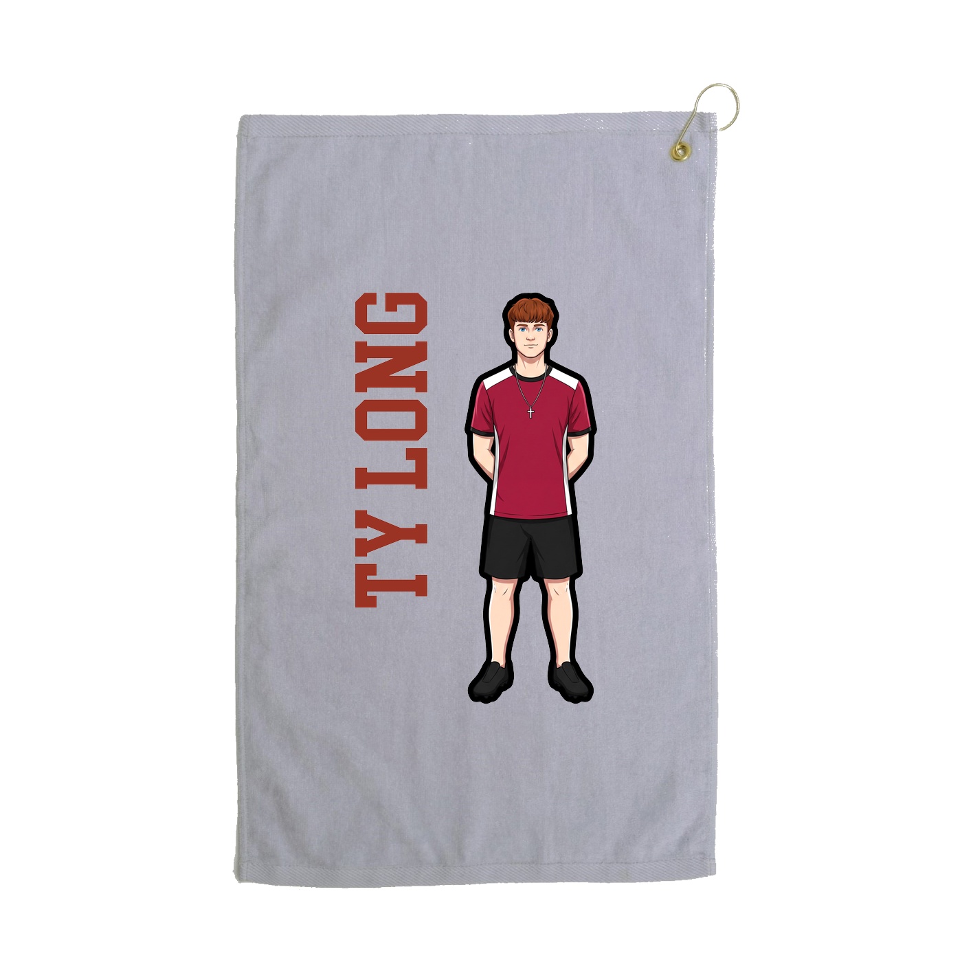 Golf Towel — Name Vertical in Grey