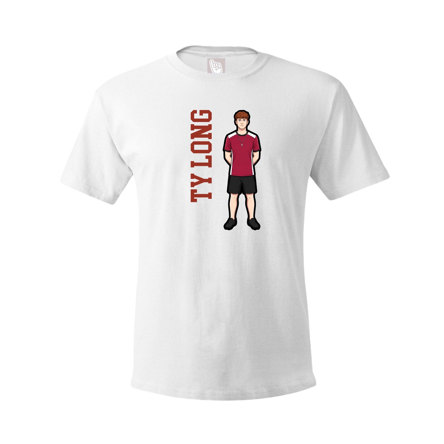 Youth Tee — Name Vertical in White