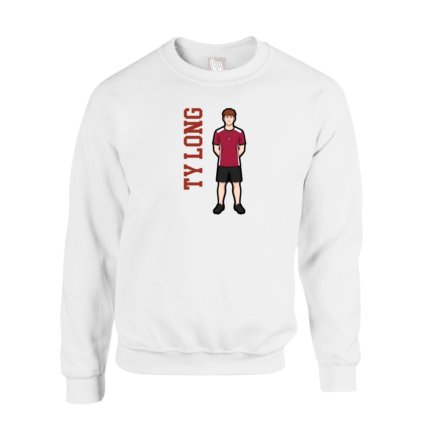 Fleece Crew — Name Vertical in White