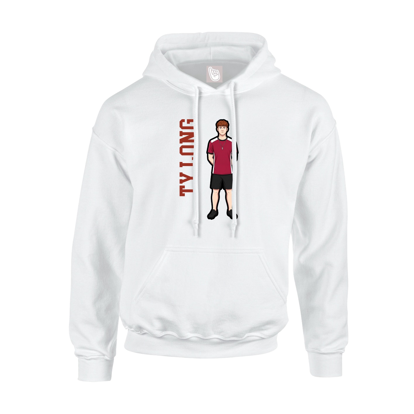 Youth Hoodie — Name Vertical in White
