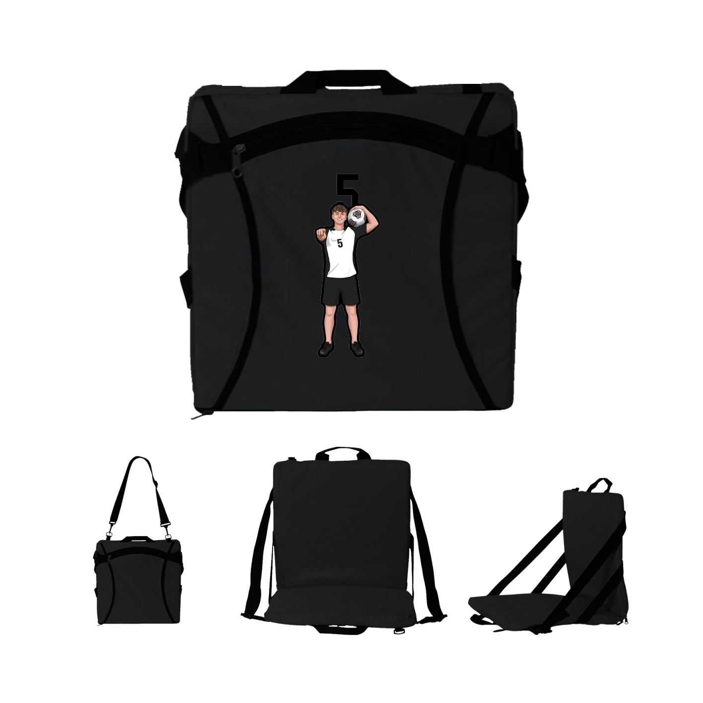 Folding Stadium Seat — Number Top in Black
