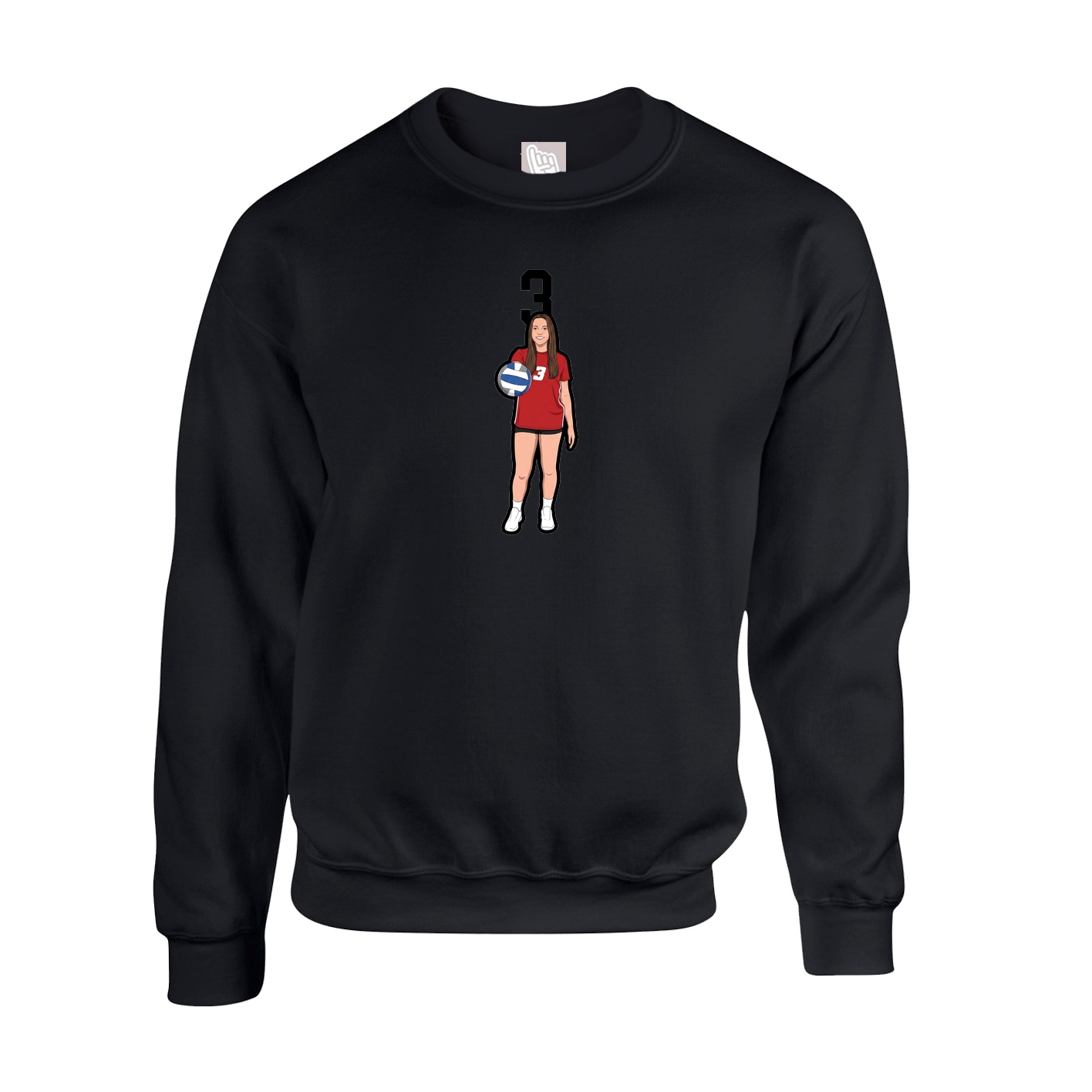 Fleece Crew — Number Top in Black