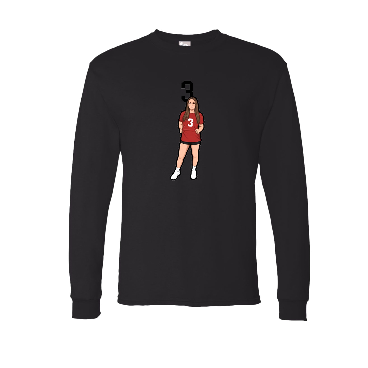 Long Sleeve Tee — Number Top in Black
