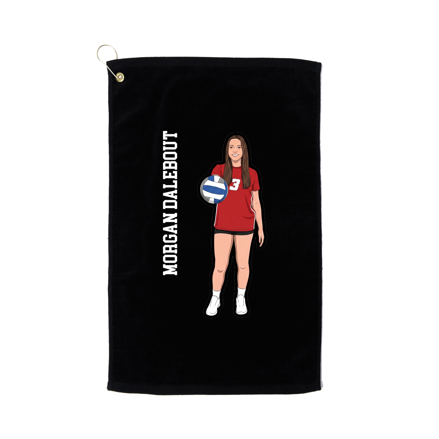 Golf Towel — Name Vertical in Black