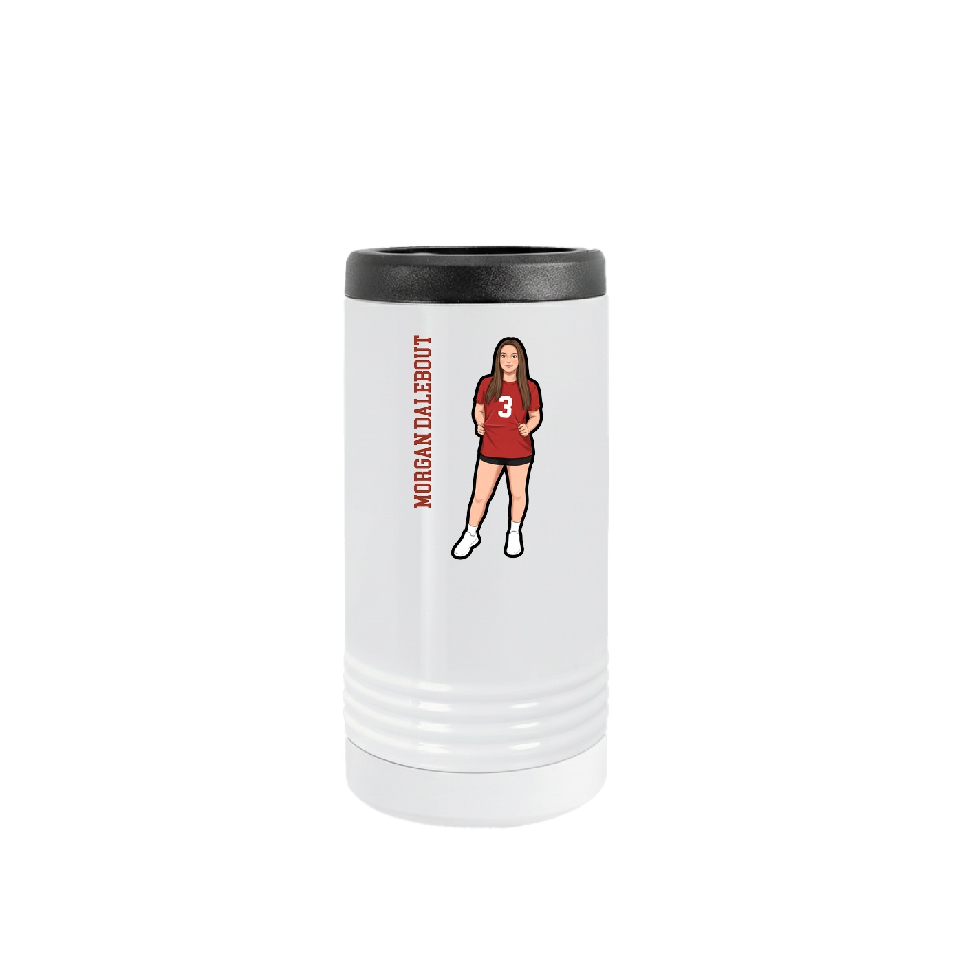 Slim Beverage Holder — Name Vertical in White