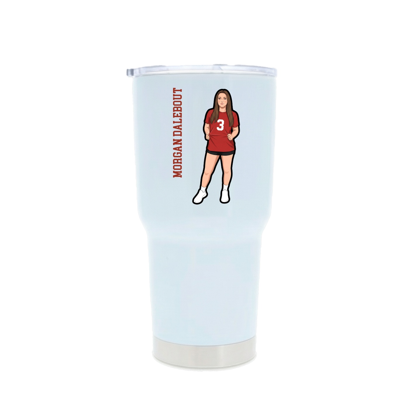 30oz Stainless Steel Tumbler — Name Vertical in White