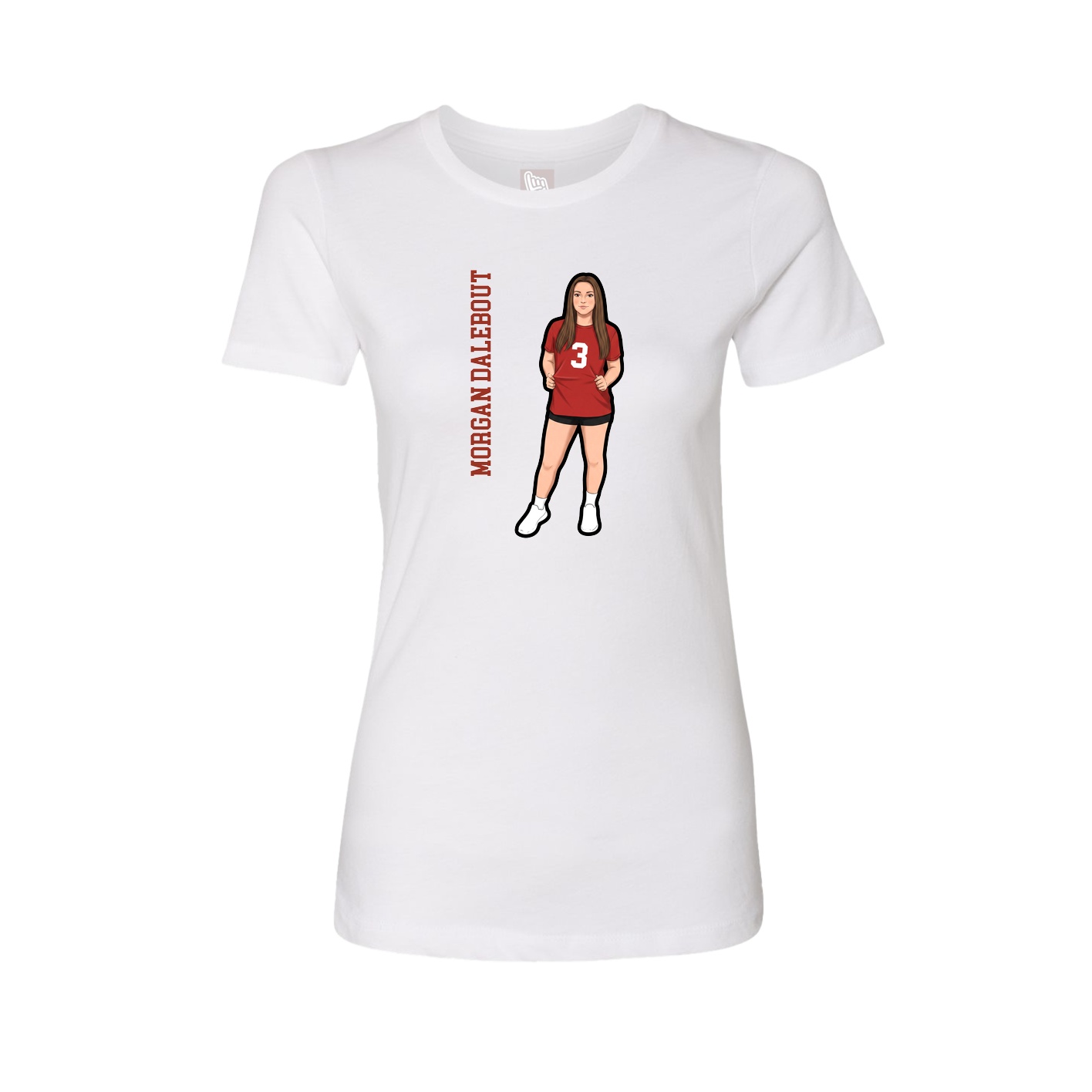 Fitted Women's Tee — Name Vertical in White
