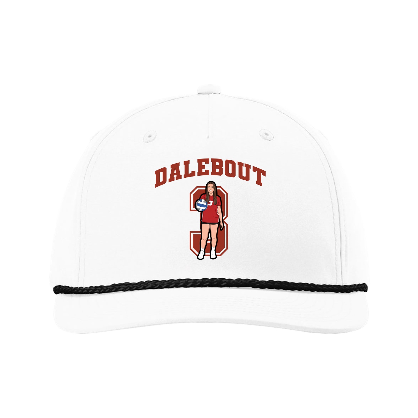 Five-Panel Classic Rope Cap — Number in White