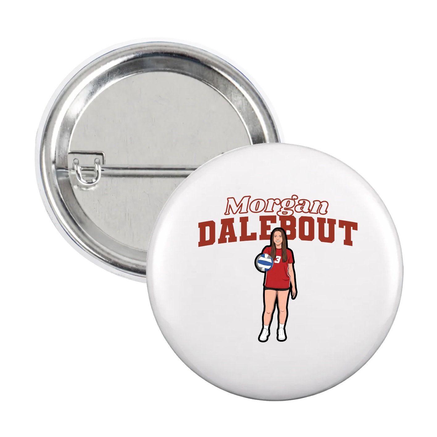 Game Day Button — Name Arch in White
