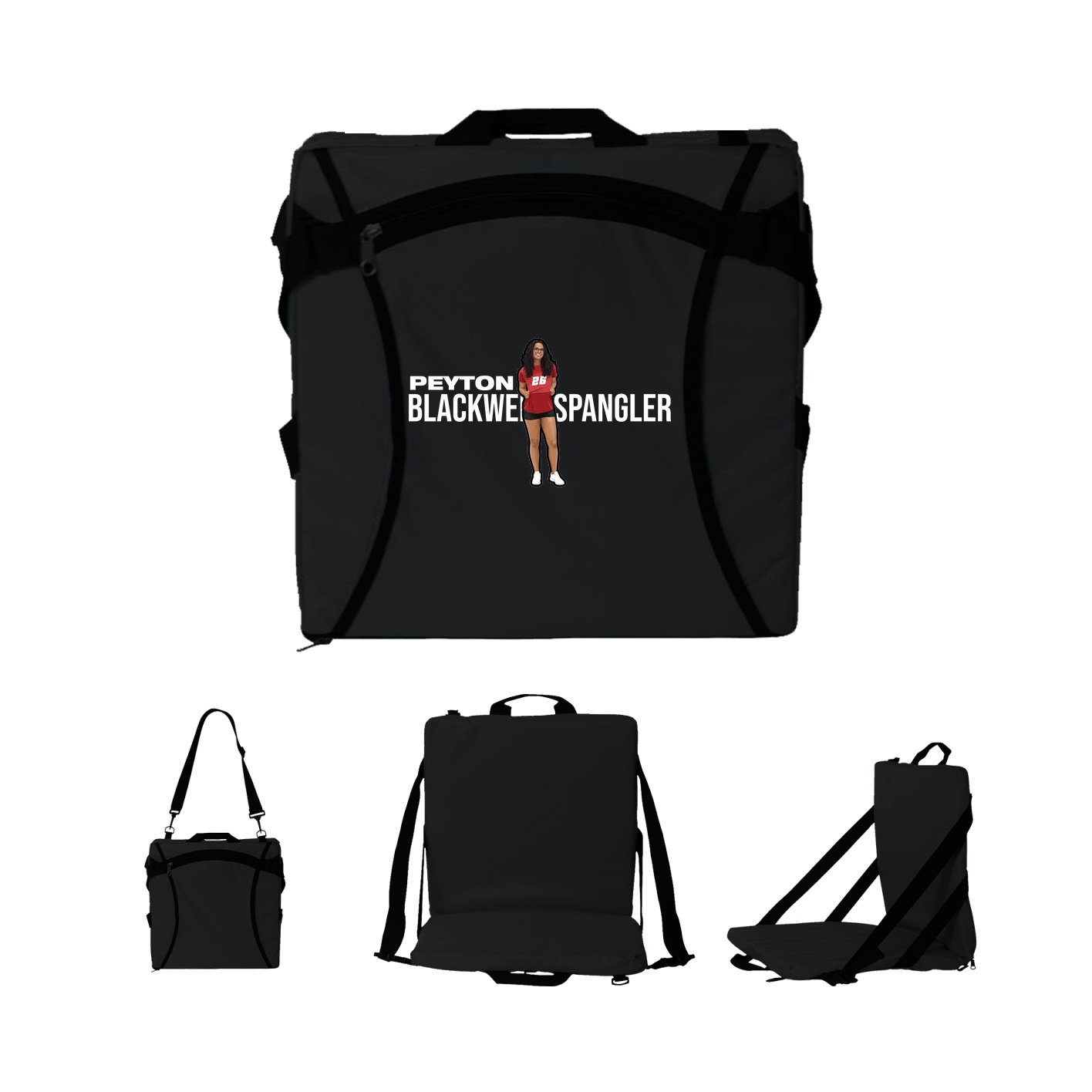 Folding Stadium Seat — Player Name in Black