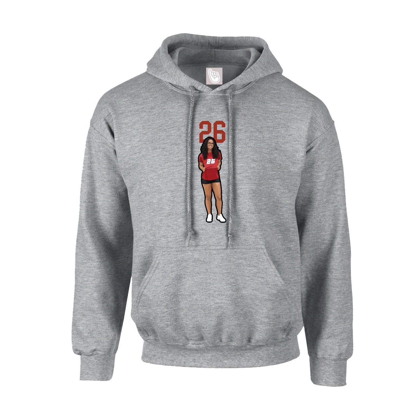 Hoodie — Number Top in Grey