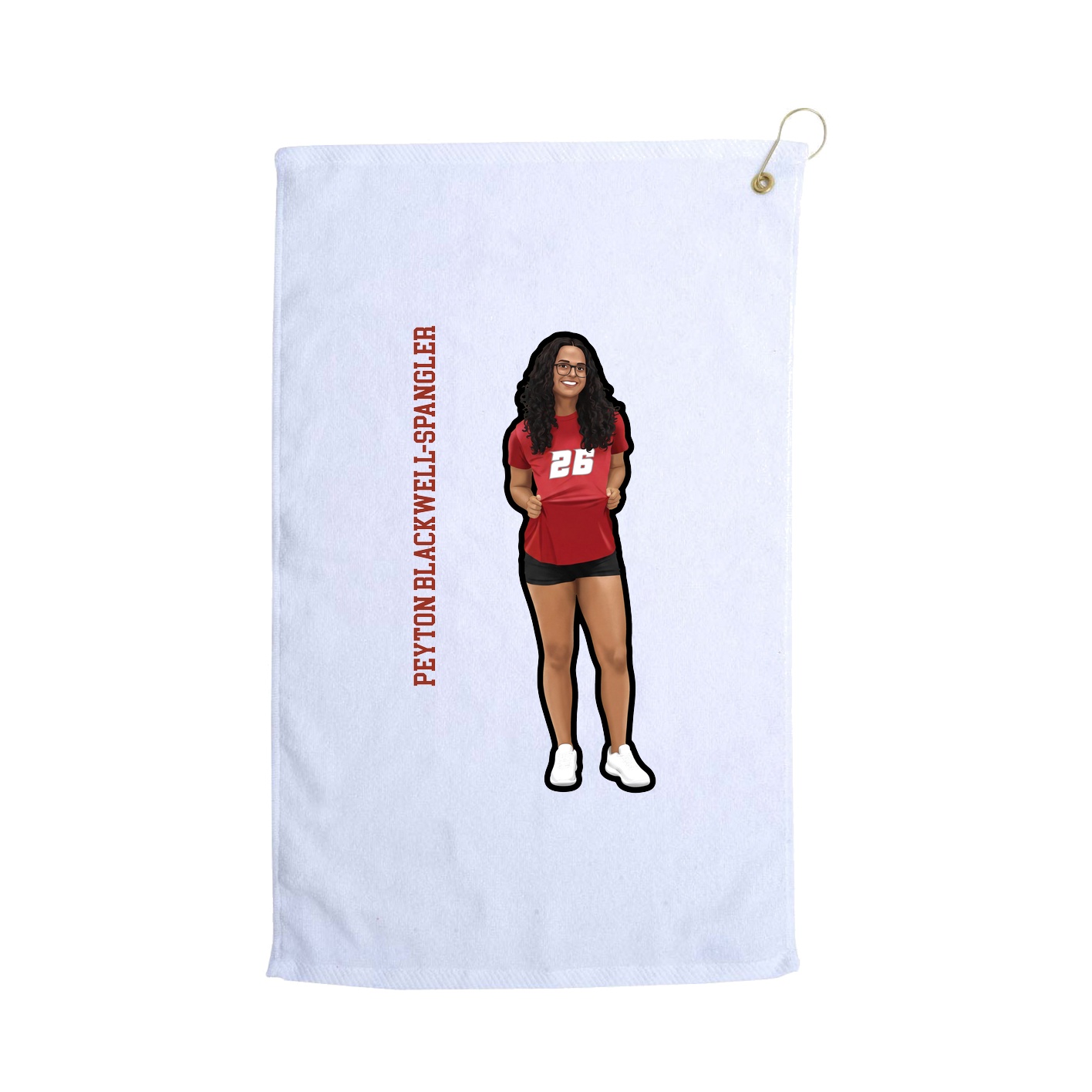 Golf Towel — Name Vertical in White