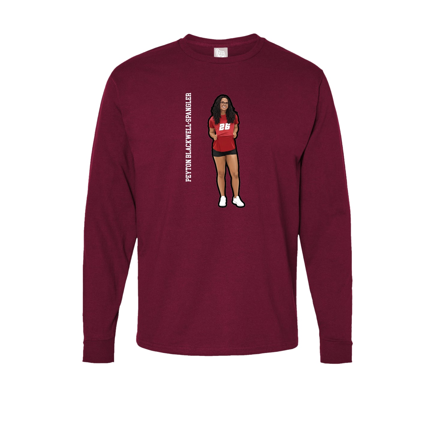 Long Sleeve Tee — Name Vertical in Cardinal